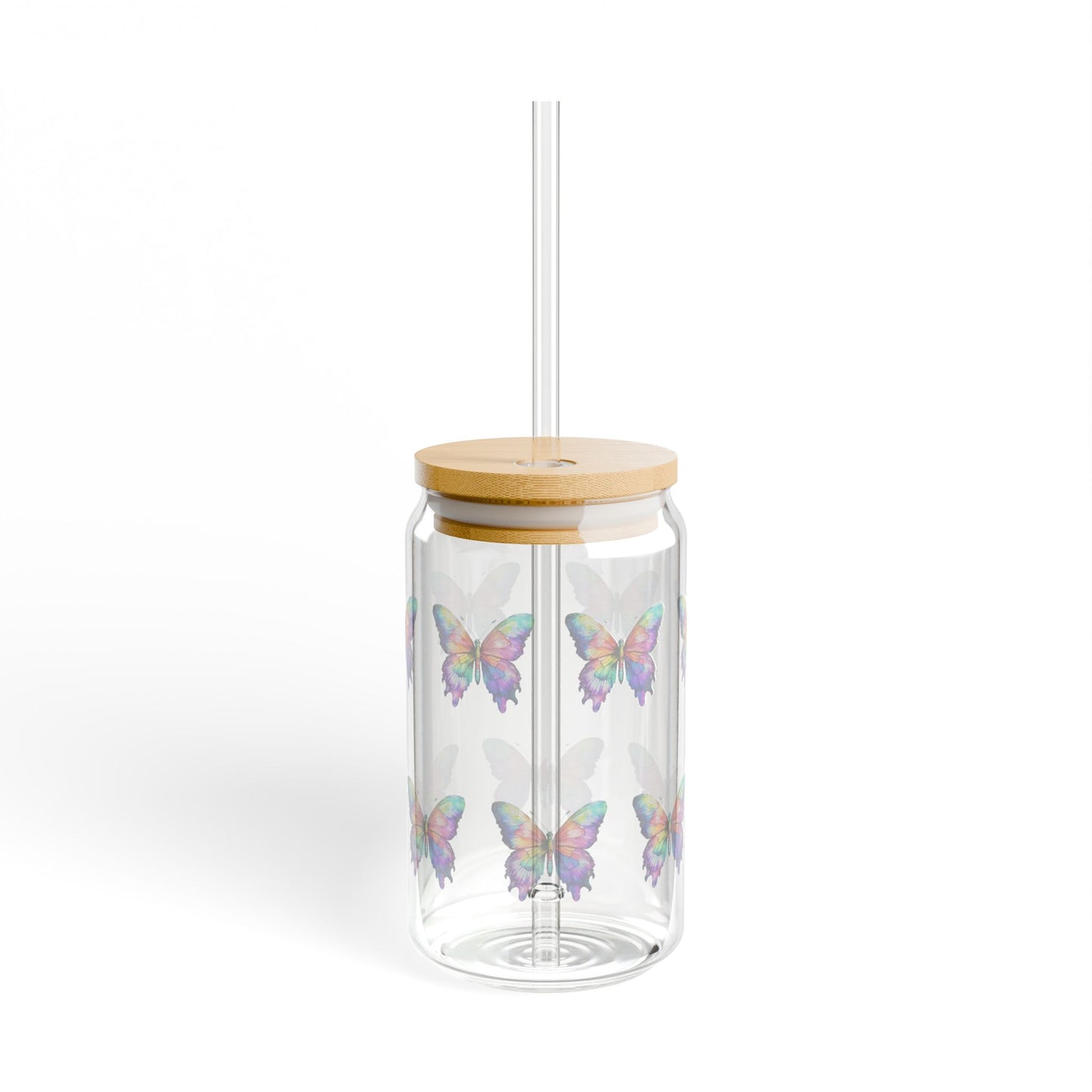 Faith-Inspired Butterfly Glass Sipper – Eco-Friendly Christian Drinkware, 16oz