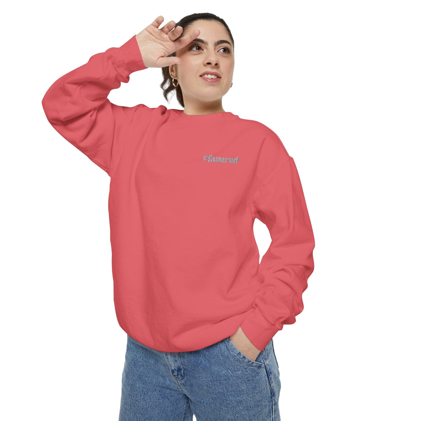 #Favored Embroidered Christian Sweater – Faith-Inspired Unisex Pullover