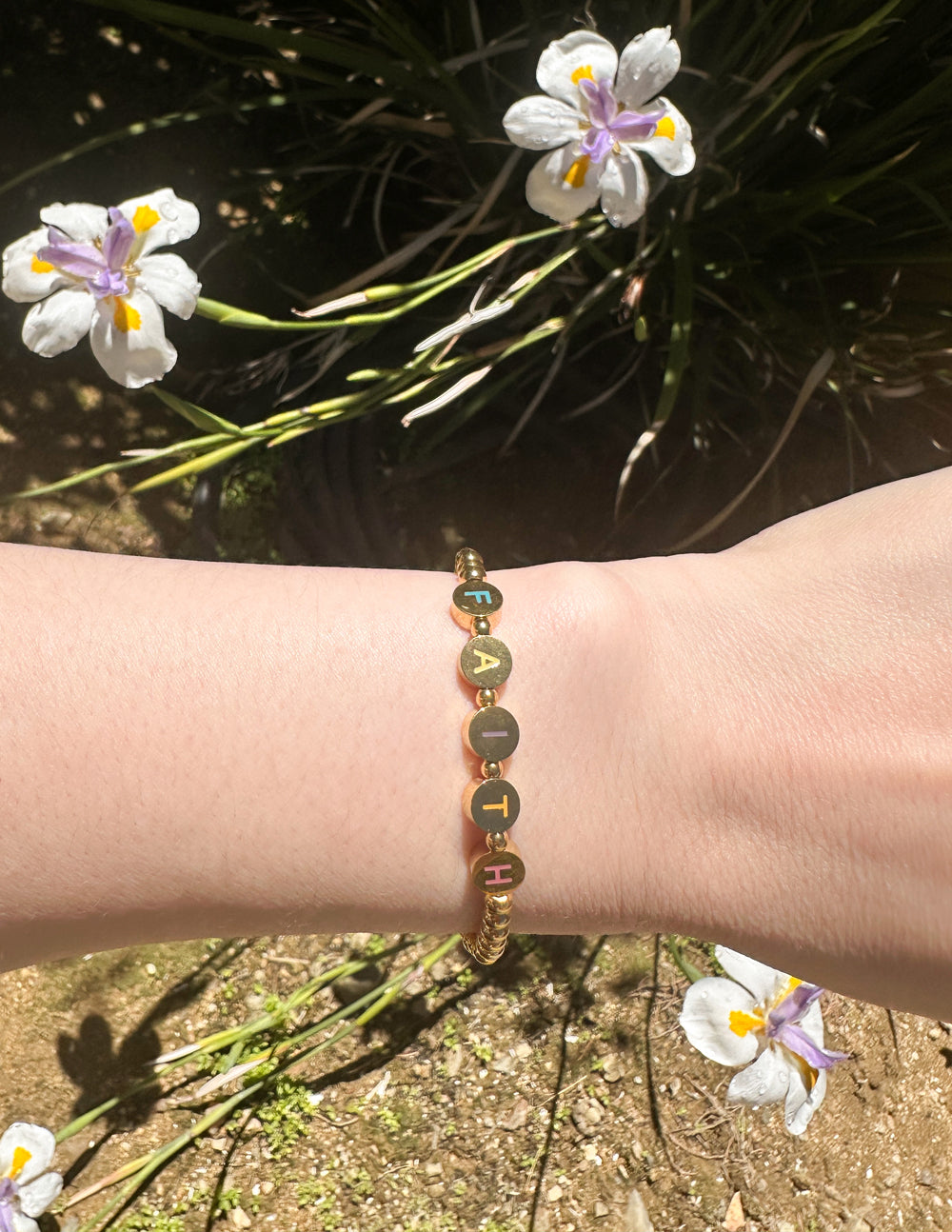 Gold Faith Letter Bracelet